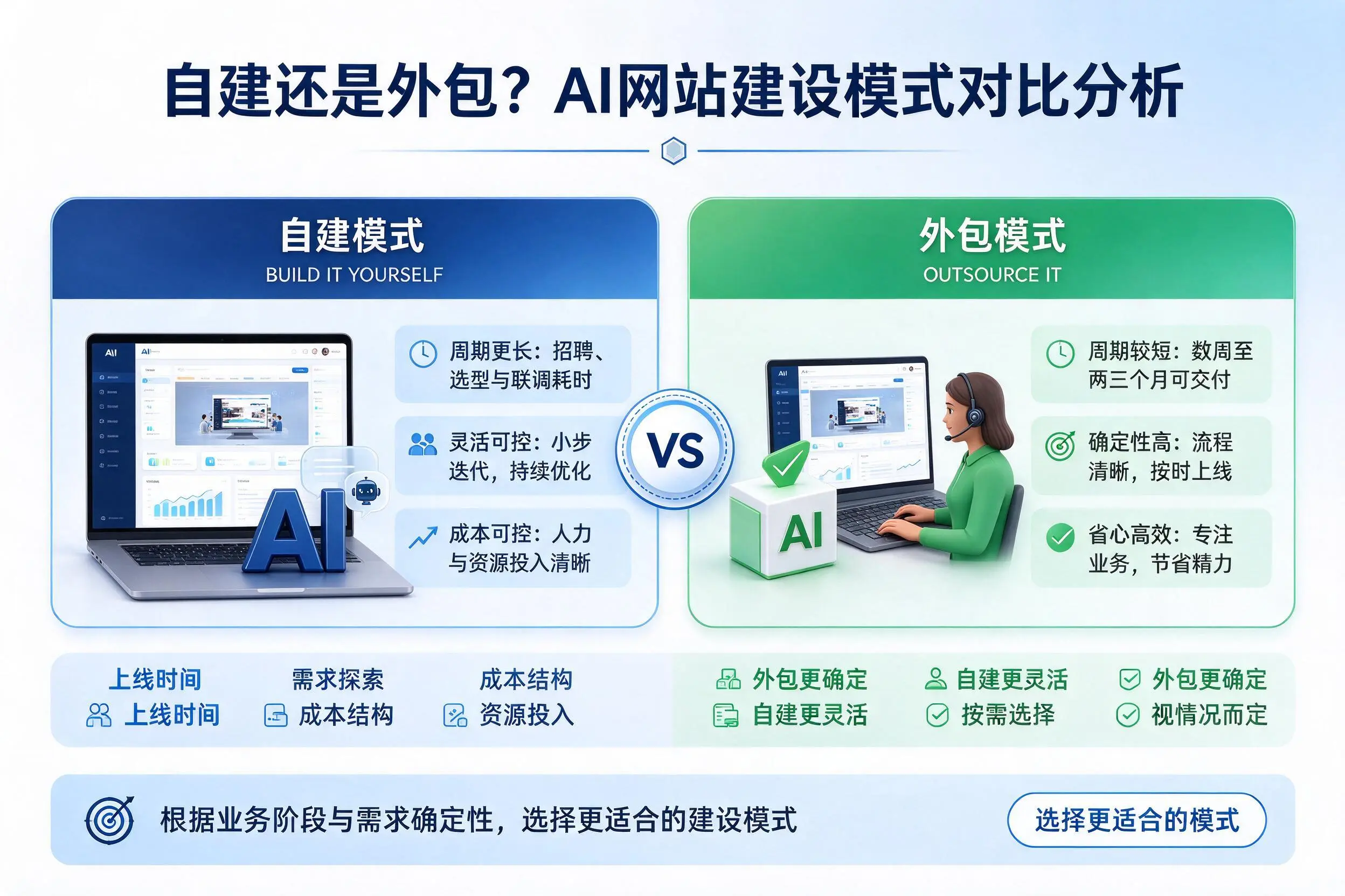 自建还是外包?邯郸AI网站建设模式对比分析